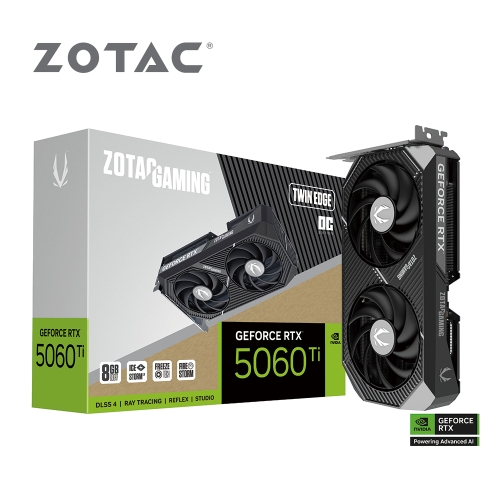 ZOTAC GAMING GeForce RTX 5060 Ti 8GB Twin Edge OC(2602Mhz/8G DDR7/1H3DP/22.05cm/雙風扇)