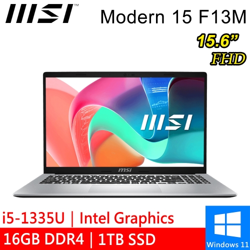 微星 Modern 15 F13MG-239TW 15.6吋 銀(i5-1335U/16G DDR4/1TB PCIE/W11)