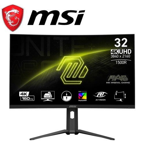 微星 MAG 321CUP 32型(VA/曲面1500R/160Hz/1ms/2H1DP1Type-c/HDR400)