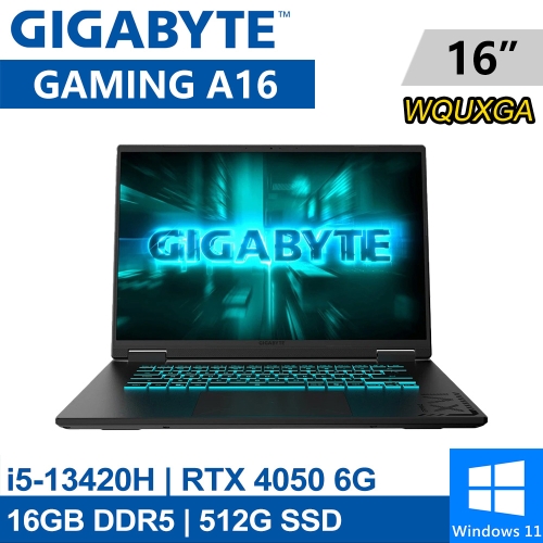 技嘉 GAMING A16 CMHH2TW893SH 16吋 黑(i5-13420H/16G DDR5/512G PCIE/RTX4050 6G/W11)