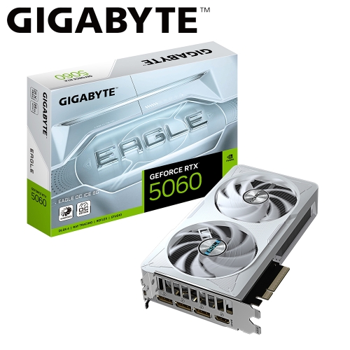 技嘉 N5060EAGLEOC ICE-8GD RTX 5060 EAGLE OC ICE 8G 白(2550MHz/1H3DP/20.8cm/雙風扇/註5年)