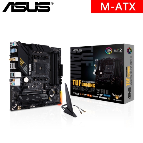 華碩 TUF GAMING B550M-PLUS WIFI II(M-ATX/4xSATA/2xM.2/R 2.5G+Wi-Fi 6)